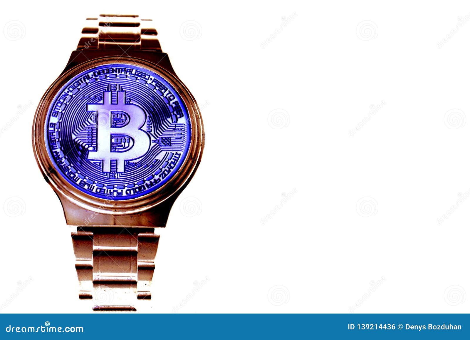 Wrist Watch Screen Bitcoin Crypto Concept Business Idea Time To - 
